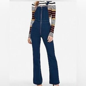 Express Blue Denim Overalls Classic Flare